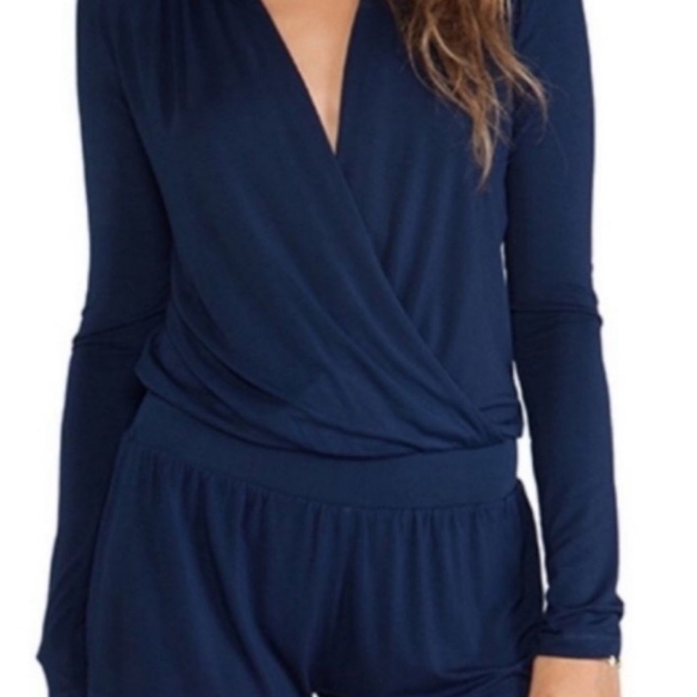 Young Fabulous & Broke Navy Romper with Wrap V-Neck